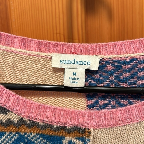 Sundance Fields of Fair Patchwork Multicolored Sweater Alpaca Wool Size Medium - Picture 6 of 6